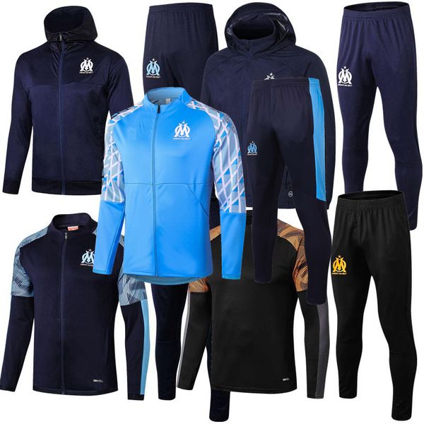

survetement tracksuits 2018 2019 2020 2021 marseille soccer sets thauvin payet benedetto tracksuit hoodies football jacket set s-2xl, Black