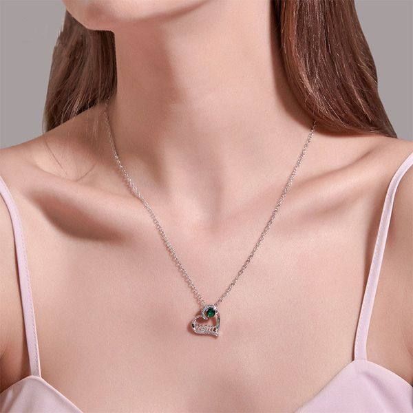 

fashion crystal heart pendant necklace for women girls classic design geometric charms choker jewelry party gifts, Silver