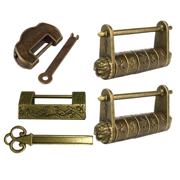 

4pcs old style carved word password padlock lock for jewelry makeup case