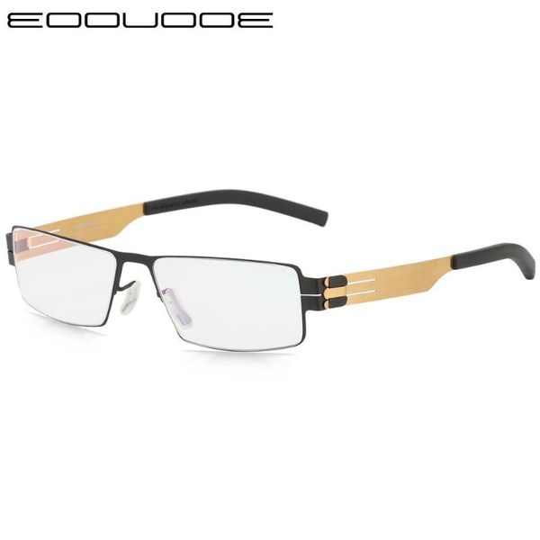 

titanium glasses frames ic germany unique no screw design eyeglasses frames ultra light ultra thin men myopia spectacle frame, Black