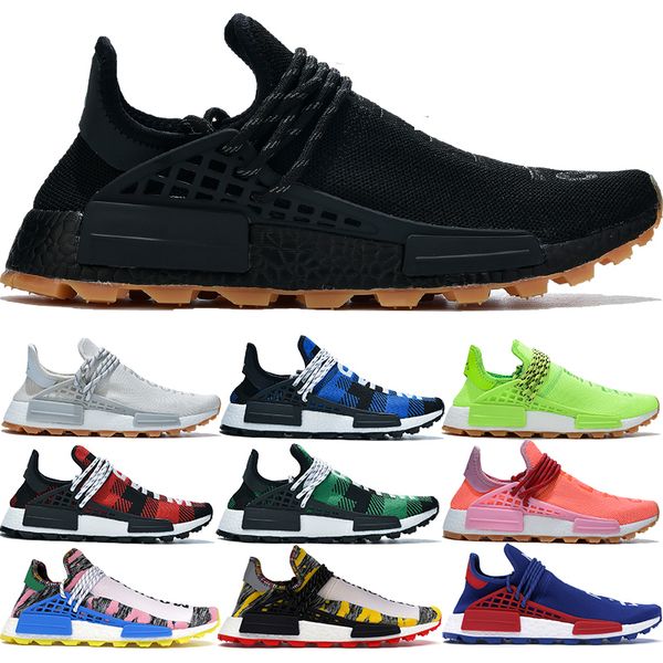 

human race sneakers pharrell williams bbc infinite species know soul sun calm solar pack hu trail men women trainers running shoes 36-45, Black