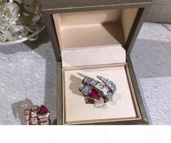 

designer ring jewelry 925 sterling silver gold cubic zircon snake ring woman luxury engagement ring 2 color