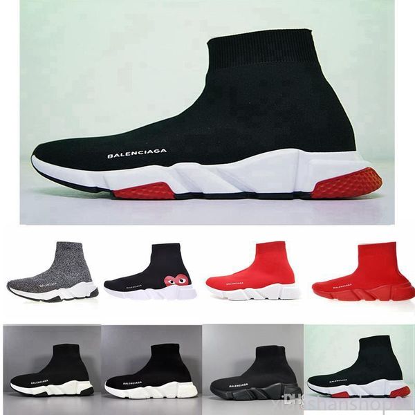 

2020 Top Quality Speed Trainer Socks shoes for men women Triple black white red Casual shoes Fashion Sneakers ankle 40-45 x1