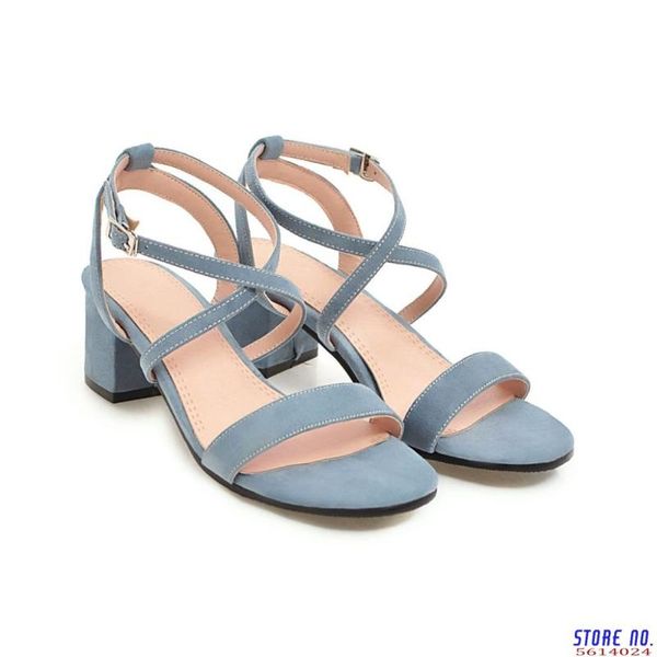 

ankle strap heels women sandals summer shoes women open toe chunky high heels party dress sandals big size mujer 41, Black