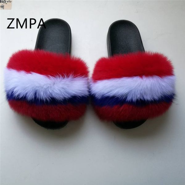 

lovely children's/girl's furry slippers woman/ladies sale fur slides women sandals plush flat home shoes beach flip flops 45, Black