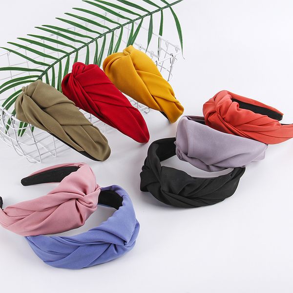 

fashion solid wide side headbands for women bezel for hair cross knotted hairband lady korean hair hoop womens accessories