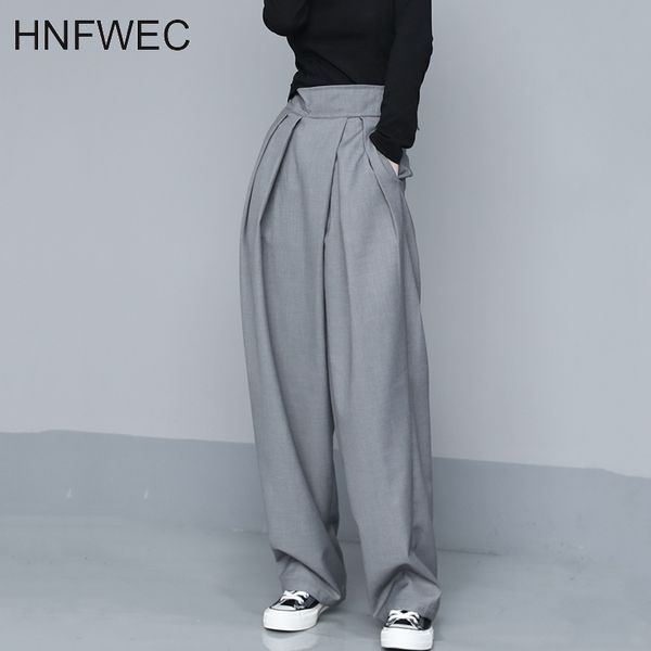 

fashion 2020 autumn cool street wear loose slimming large size high waist trousers causal wide leg pants for women k498, Black;white