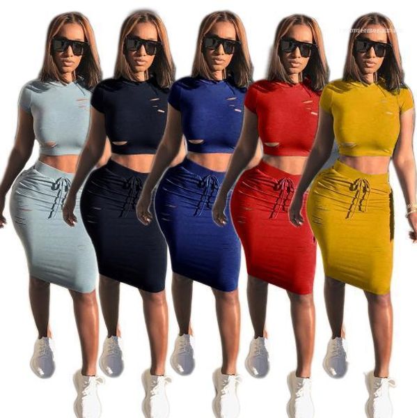 

short sleeve trendy 2pcs sets summer women two piece dress candy color two piece outfits women, White