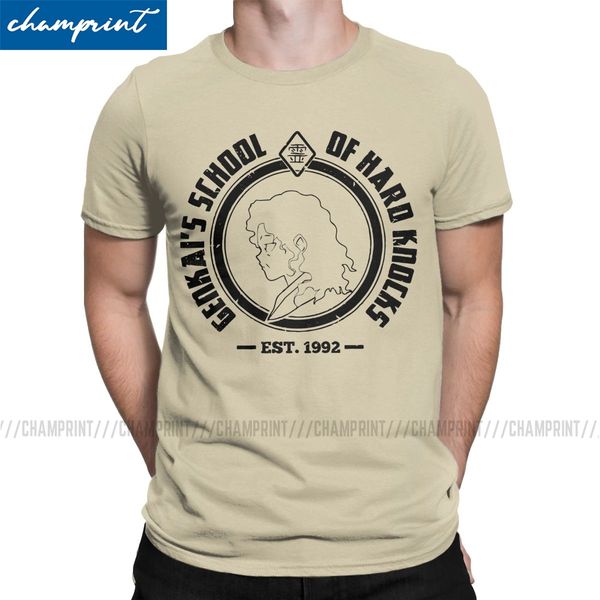 

genkai's school of hard knocks t-shirt men yu yu hakusho anime leisure pure cotton tee shirt crewneck t shirts gift idea