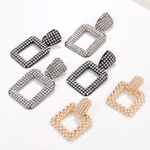 

aensoa fashion earrings 2020 big geometric statement earrings for women hanging dangle drop earring modern jewelry, Silver