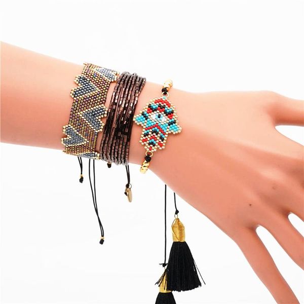 

shinus miyuki beads bracelet evil eye bracelets fatima hmasa hand pulseras mujer moda 2020 bileklik handmade jewelry summer set, Golden;silver