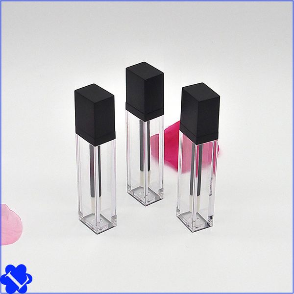 

7ml очистить слейте lipgloss трубы lip gloss containers square flat тип пластиковая упаковка бутылки blcak cap косметические продукты 1 7lk