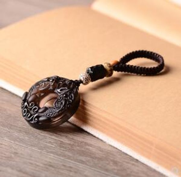 

personality creative obsidian safe buckle car keychain pendant men and women gifts, Silver