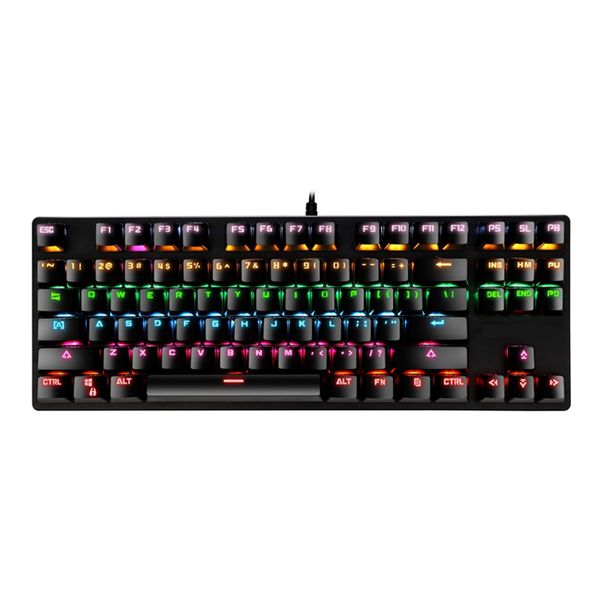 

mechanical gaming keyboard, rgb led rainbow backlit wired keyboard for windows gaming pc (87 keys