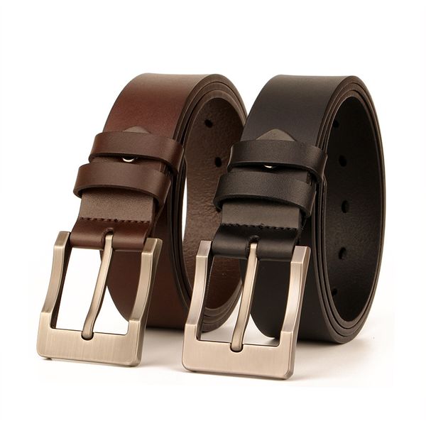 

Leather Belt Mens Leather Casual Pants Belt Mens Two-Layer Cow Leather Belt Pin Buckle Jeans Waistband Men