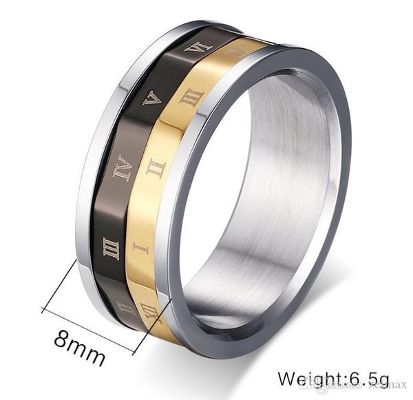 

rome password rings size 6-12 rotatable ring the wheel of time men's jewellery accessory ing, Golden;silver