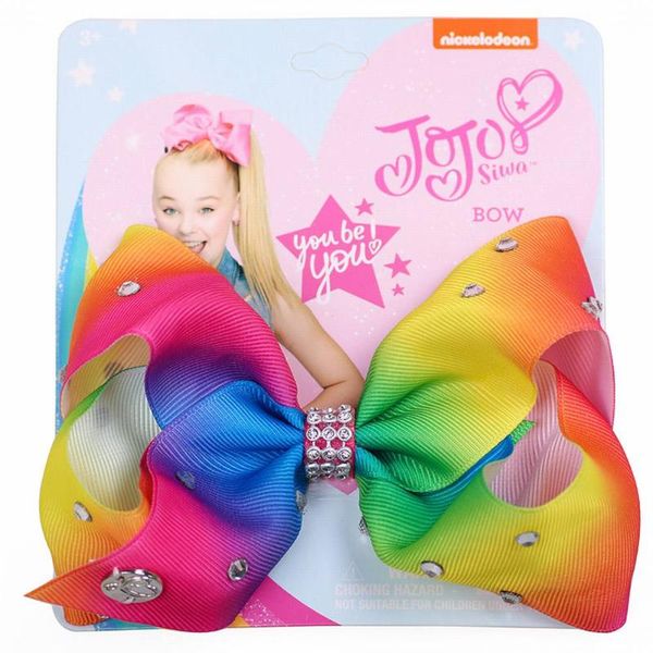 

8" 1pcs large knot bow with clips large rainbow jumbo hair bows hairgrips kids girls hair accessories bows for girls, Slivery;white