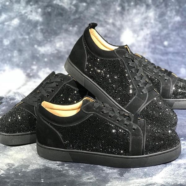 

low loafers brand glitter shoes for mens bling bling glitter sneakers men black rhinestones men shoes lace up red bottom