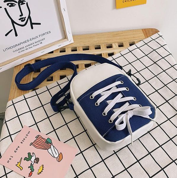 

students canvas shoulder bag shoelaces bind crossbody causal cool girl canvas bag