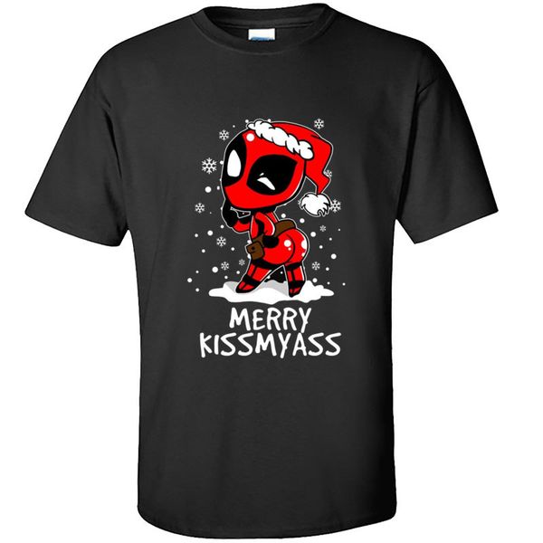 

kiss love me christmas deadpool streetwear tshirts super 3d hero marval dead pool autumn new tees 100% cotton shirt