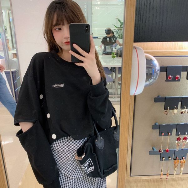 

zzhen zhenzhen 07/24 10 00 в этом году свитер молния тенденции моды штраф ootd молния открытый рукав свитера mvccp, Black