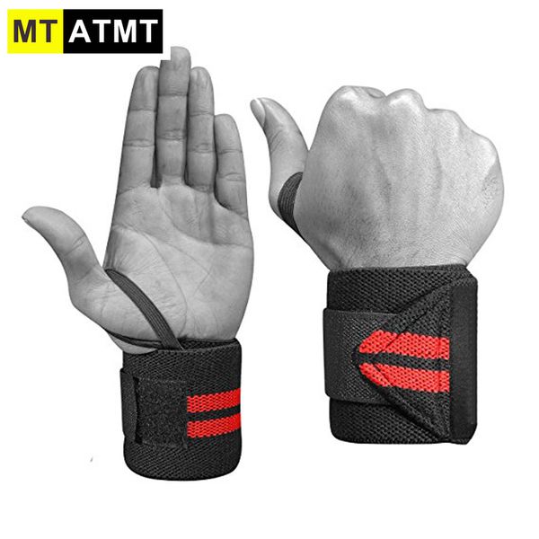 

mtatmt 1 pcs elastic wrist wraps - 18inch pair for fitness, powerlifting, weight lifting, cross-training wrist supports, Black;red