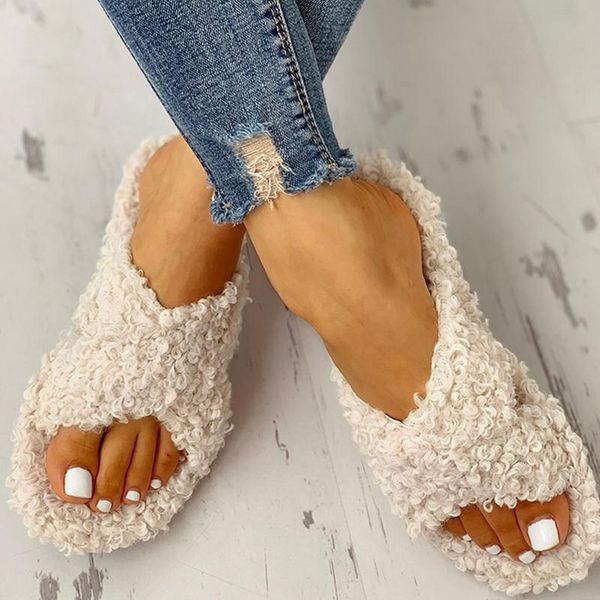 

women slippers girls cute home shoes cotton short plush flat slippers casual shoes indoor outdoor female flip flop, Black