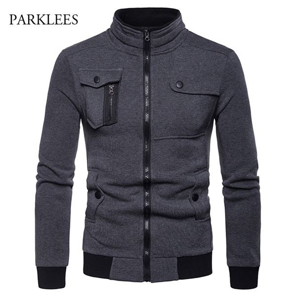 

irregular 4 pocket designed jacket men fashion stand collar zipper cotton casaco masculino casual hiphop jackets coats mens x0621, Black;brown