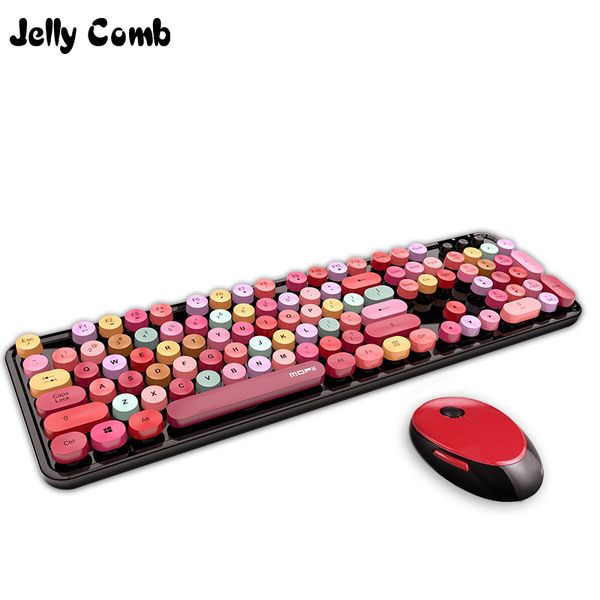 

jelly comb 2.4g wireless keyboard mouse set for computer lapnootebook gril keyboard mechanical feel 104 keys comb