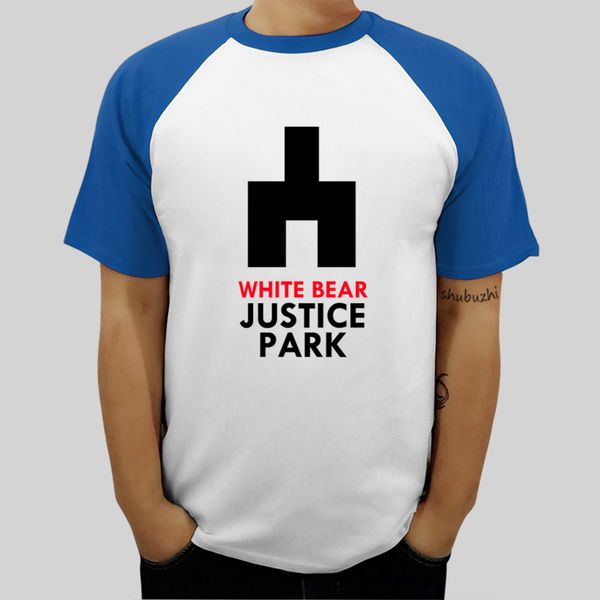 

new arrived summer cotton men raglan t-shirt uomo white bear justice park black mirror inspired serie tv mens ringer t shirt