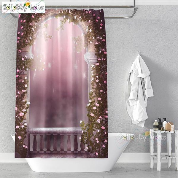 

сельский печатного занавес деревня европейской мечта ткань past таинственный душ в ванной комнате балкон mlatd