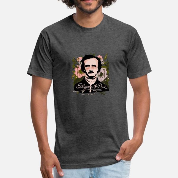 

melancholy edgar allan poe with faded roses moody t shirt men design short sleeve euro size s-3xl family cute new fashion summer letters