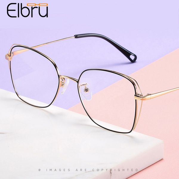 

elbru classic versatile glasses frame metal square eyewear vintage optical eyeglasses comfort clear lens plain spectacles unisex, Black
