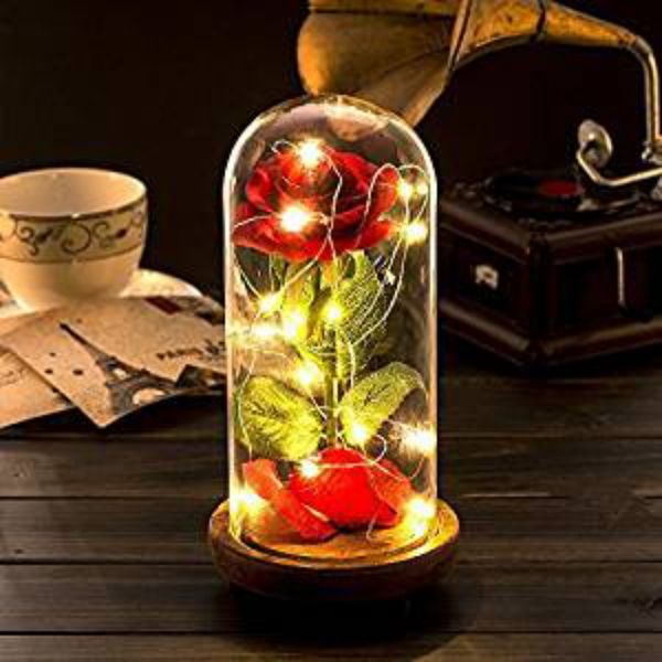 

decorative flowers & wreaths battery powered led romantic dried rose flower night light for valentine's day birthday gift home party de