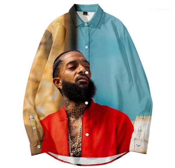

mens designer shirts nipssey hussle 3d printed casual shirts long sleeve plus size summer, White;black