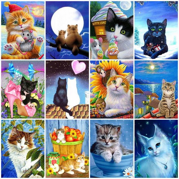 

evershine 5d diy full square diamond painting cat cross stitch diamond embroidery sale animal rhinestone picture wall decoration