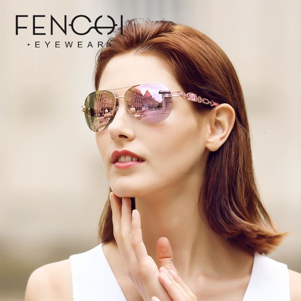

white fenchi anti-blue luxury pink pliot sunglasses women zonnebril dames rose gold frame female sun glasses oculos feminino ch01