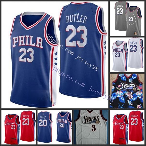 

филадельфия 76ers мужчины 3 аллен айверсон 23 джимми butlercity майки версия баскетбол, Black