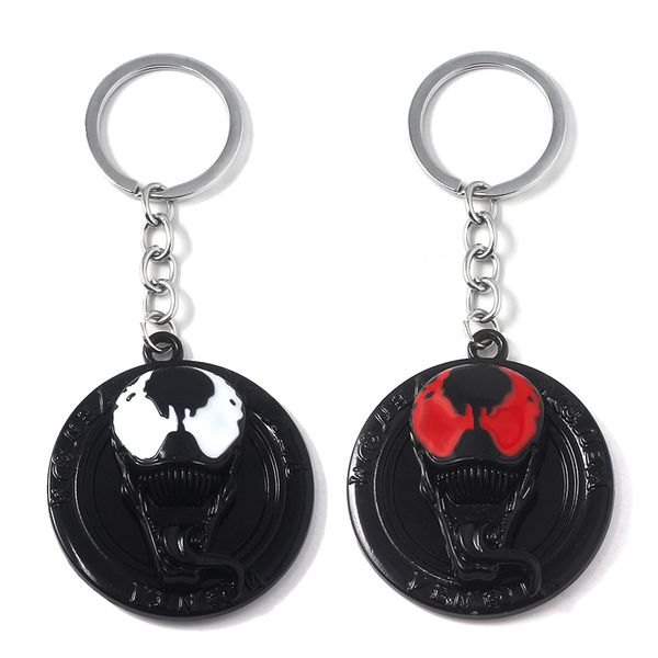 

new venom skull mask figure rotatable keychain venom logo antique key chain keyring for women men jewelry, Silver