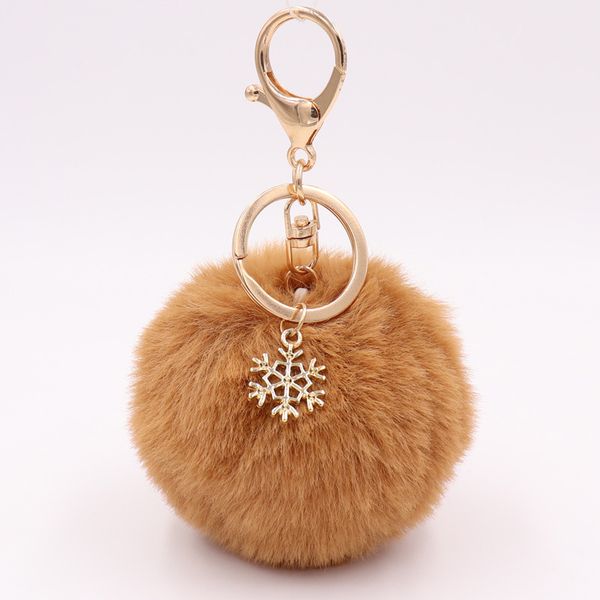 

pom pom snow furry ball keychain faux fur keychain porte clef pom-pom fluffy bag charms rabbit keychain 2020, Silver