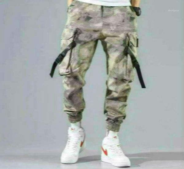 

fashion pocket patchwork drawstring pants fitness mens ins style trousers hip pop clothes mens cargo pants, Black