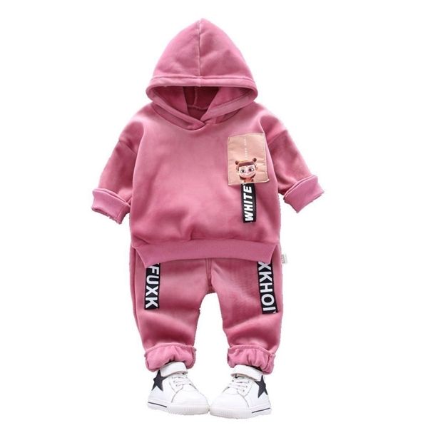 

spring autumn kids letter thicken casual clothes baby boy girl cotton hoodies pants 2pcs/sets children cartoon fashion tracksuit, White