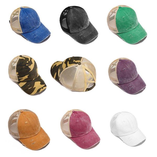 

the latest ladies cotton breathable mesh baseball hat fashion washed cotton sun visor beach caps, Yellow