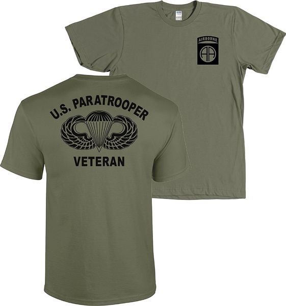 

2019 new men tee shirt восемьдесят второй десантной армии десантник ветеран перейти крылья затемнены military green t-shirt сша смешные футб