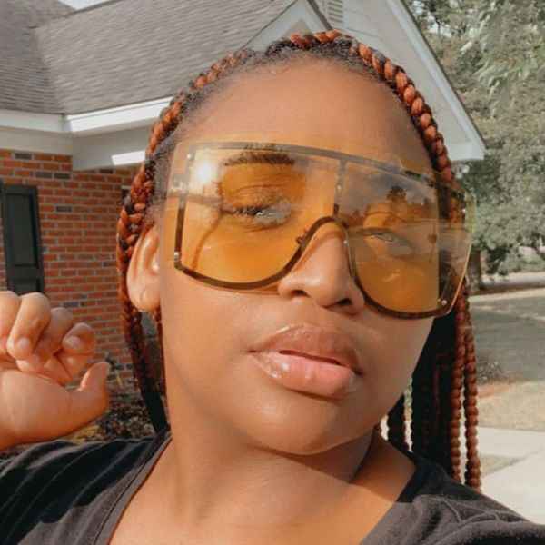 

qpeclou wholesale bulk new fashion big one piece goggles woman metal punk sunglasses women vintage oversized color sun glasses, White;black