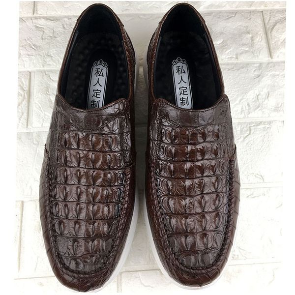 

fashion exotic crocodile skin soft rubber sole men's moccasins shoes genuine real alligator leather male slip-on flats loafers, Black