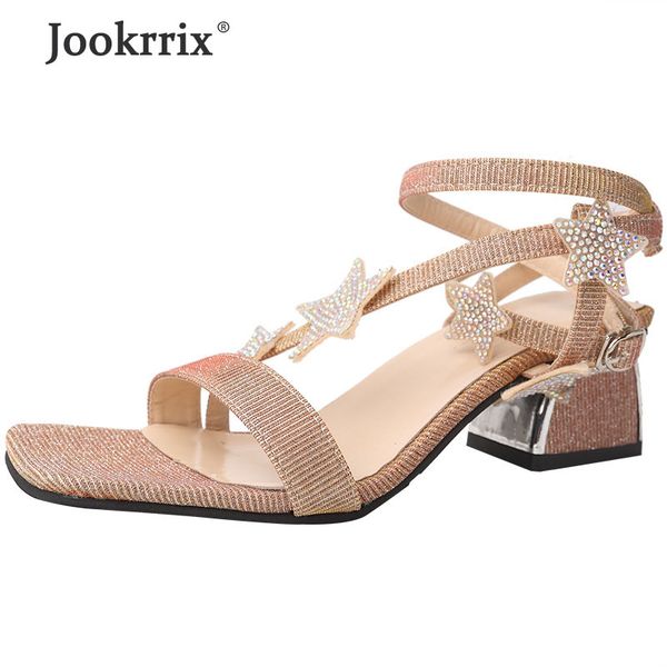 

jookrrix 2020 women summer female fashion rhinestone heel women brand comfortable shoes lady pu leather sandals zs2465, Black