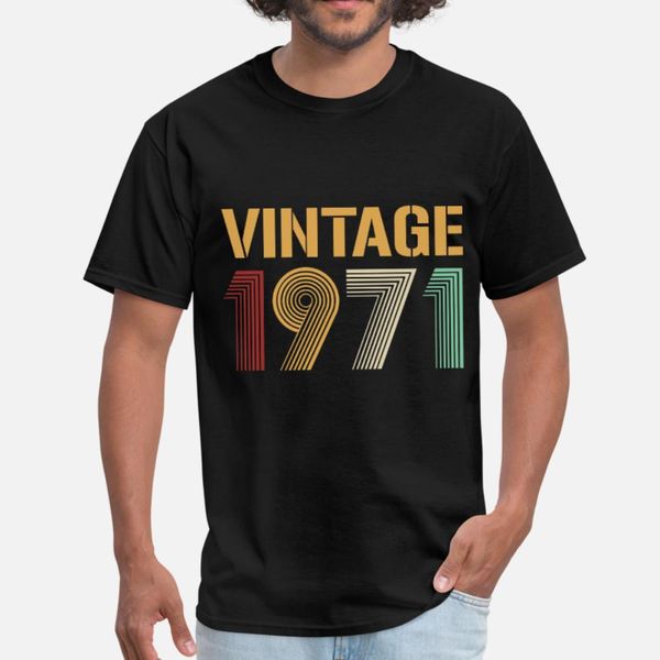 

vintage 1971 birthday party celebration gift retro t shirt men designer short sleeve plus size 3xl normal cute new style formal shirt