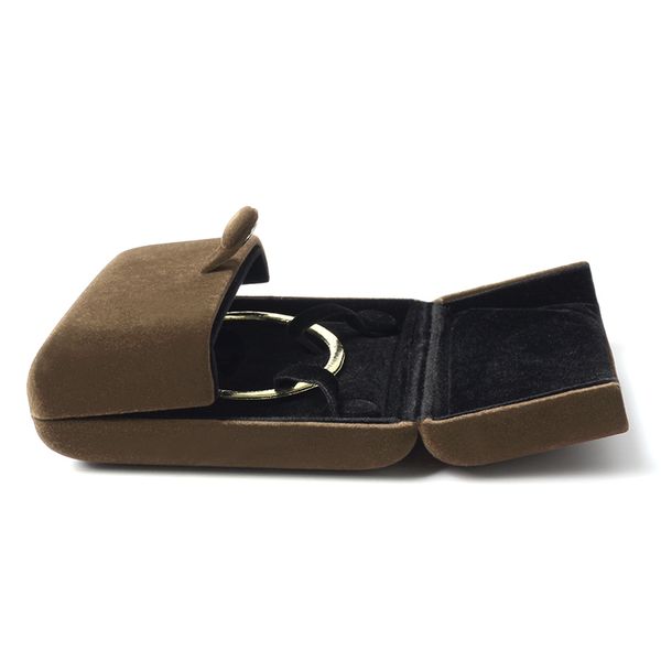 

velet brown ring earring jewellery packaging gift box secret button portable built-in black suede for women jewelry organizes, Pink;blue