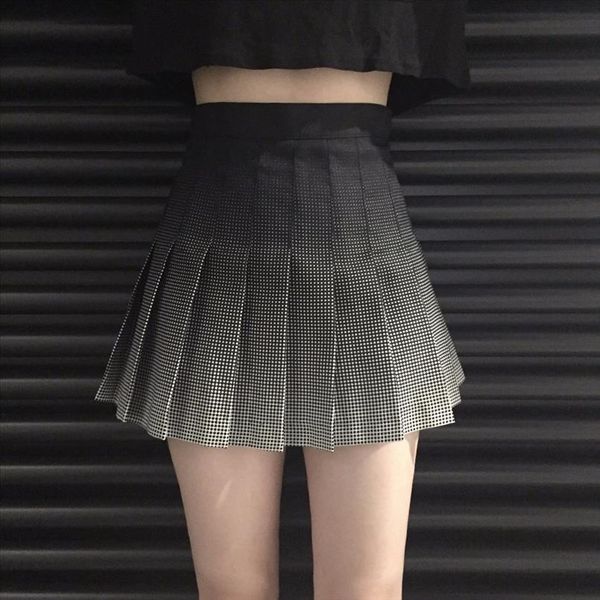 

pleated graduated printed plaid college high waist skirt womens skirts ladies kawaii female korean harajuku clothing for, Black
